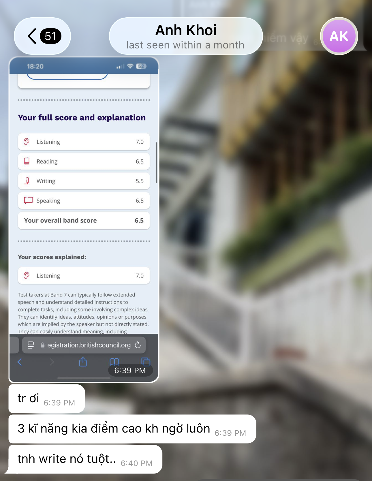 Bảng điểm BC của Anh Khôi